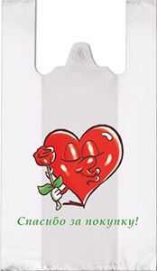 Полиэтиленовый пакет Сердце с розой  27+15х47х10 100/5000 в Ростове-на-Дону - купить оптом от производителя ПК Котово Полимер