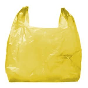 Желтый полиэтиленовый пакет с ручками в Ростове-на-Дону - купить оптом от производителя ПК Котово Полимер